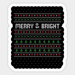 Merry and Bright Ugly Christmas Sweater Graphic Sticker
